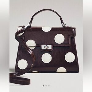 Melie Bianco Maisel Faux Leather Polka Dot Top Handle Bag brown